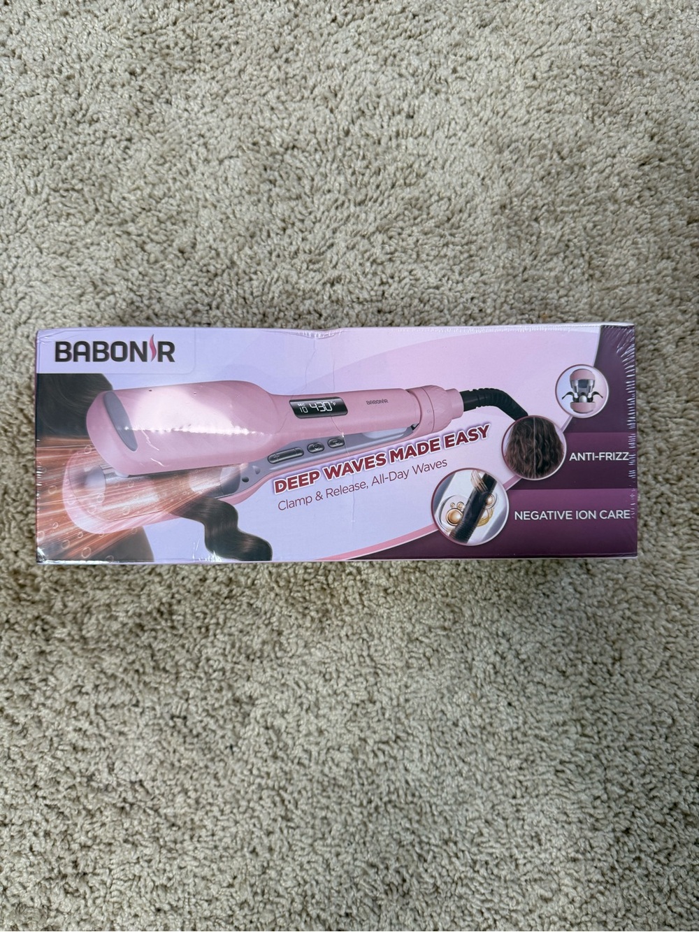 Pink Deep Wave Hair Curler – Anti-Frizz Ionic Styling Tool